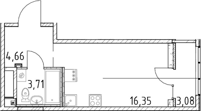 Квартира студия 24.72 м², 14/23 эт., ЖК «Город Первых»